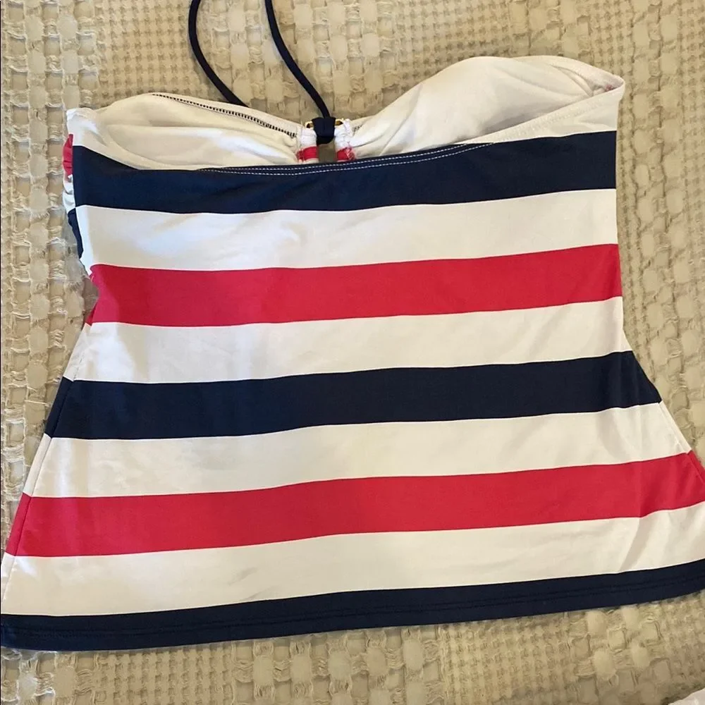 Ralph Lauren Bikini Swimsuit Womens 12 Halter Striped Pink Blue Beach Pool‎